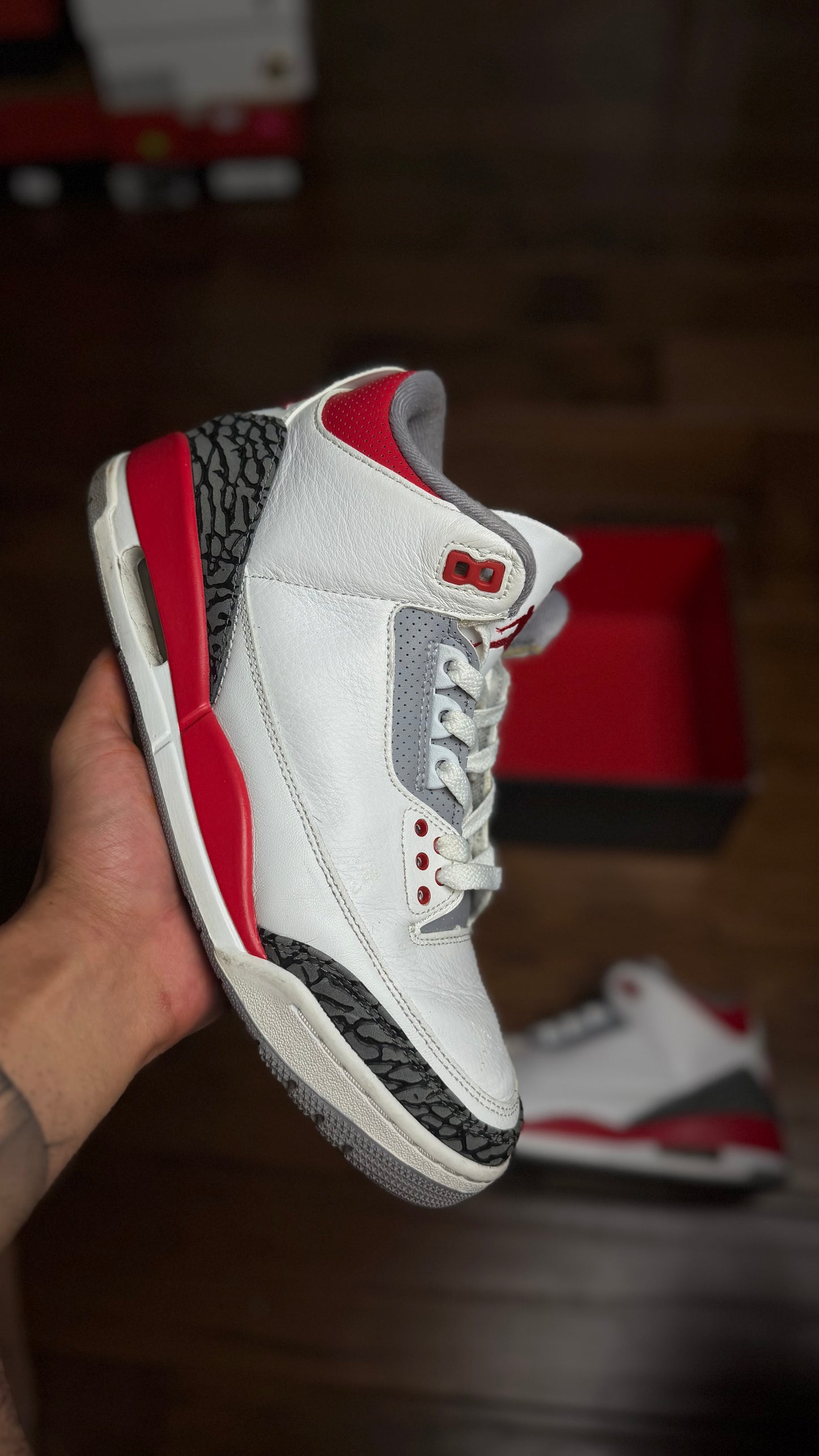 Jordan 3 Fire Red (2022) (Pre-Owned, No Box Lid)