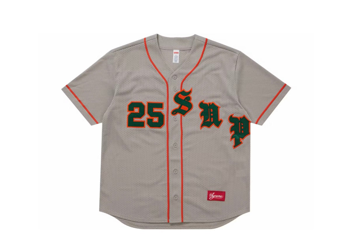 Supreme Old English Baseball Jersey “Grey”