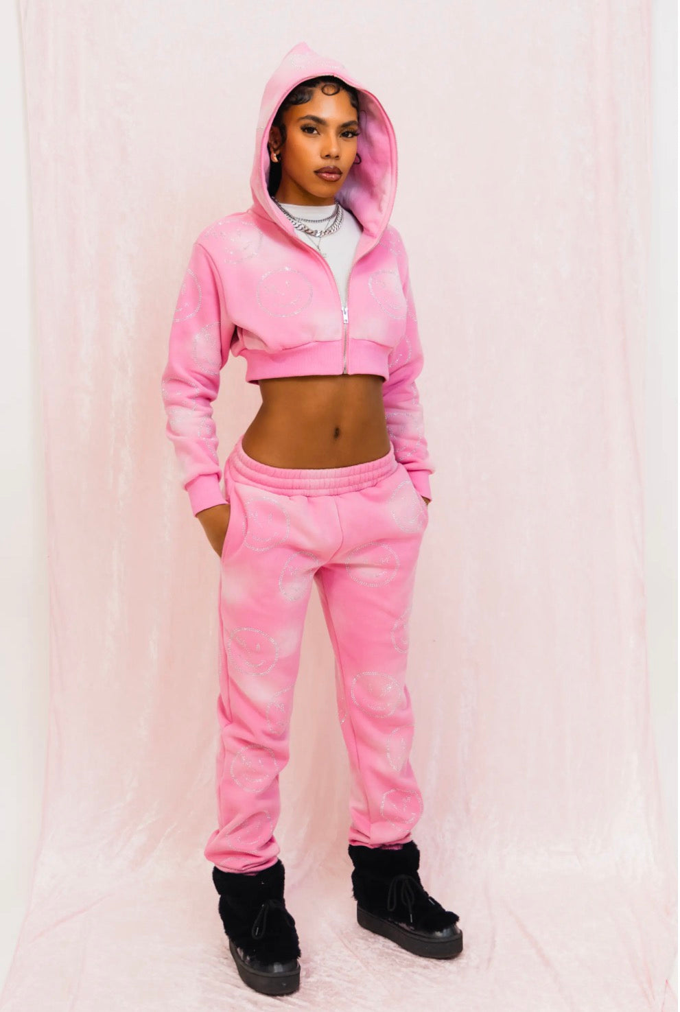 RetroVert Pink Smiley Set (Top/Bottom)