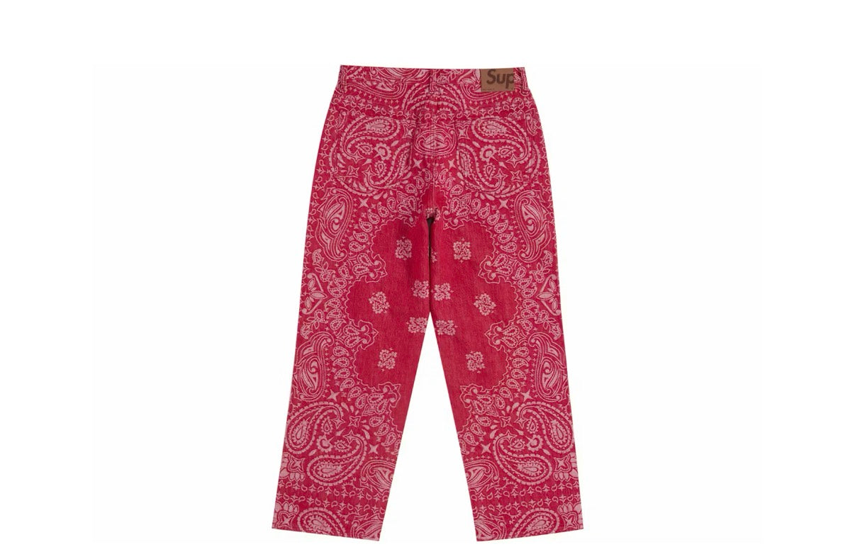 Supreme Bandana Jacquard Jeans “Red”