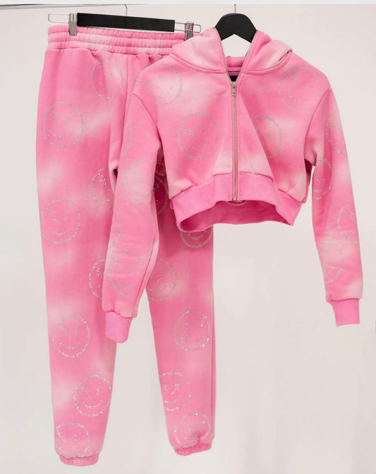 RetroVert Pink Smiley Set (Top/Bottom)